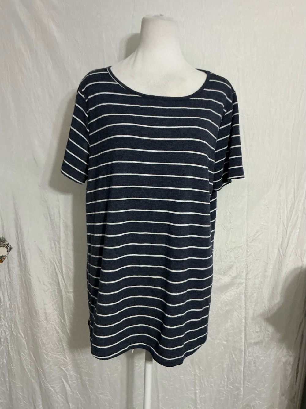 Pink Clover Navy & White Striped Short-Sleeve Tee